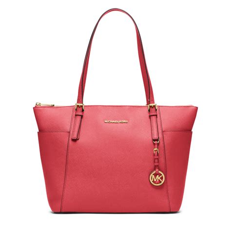 michael kors top zip tote red|michael kors large saffiano tote.